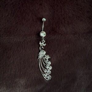 🦚silver peacock belly ring🦚